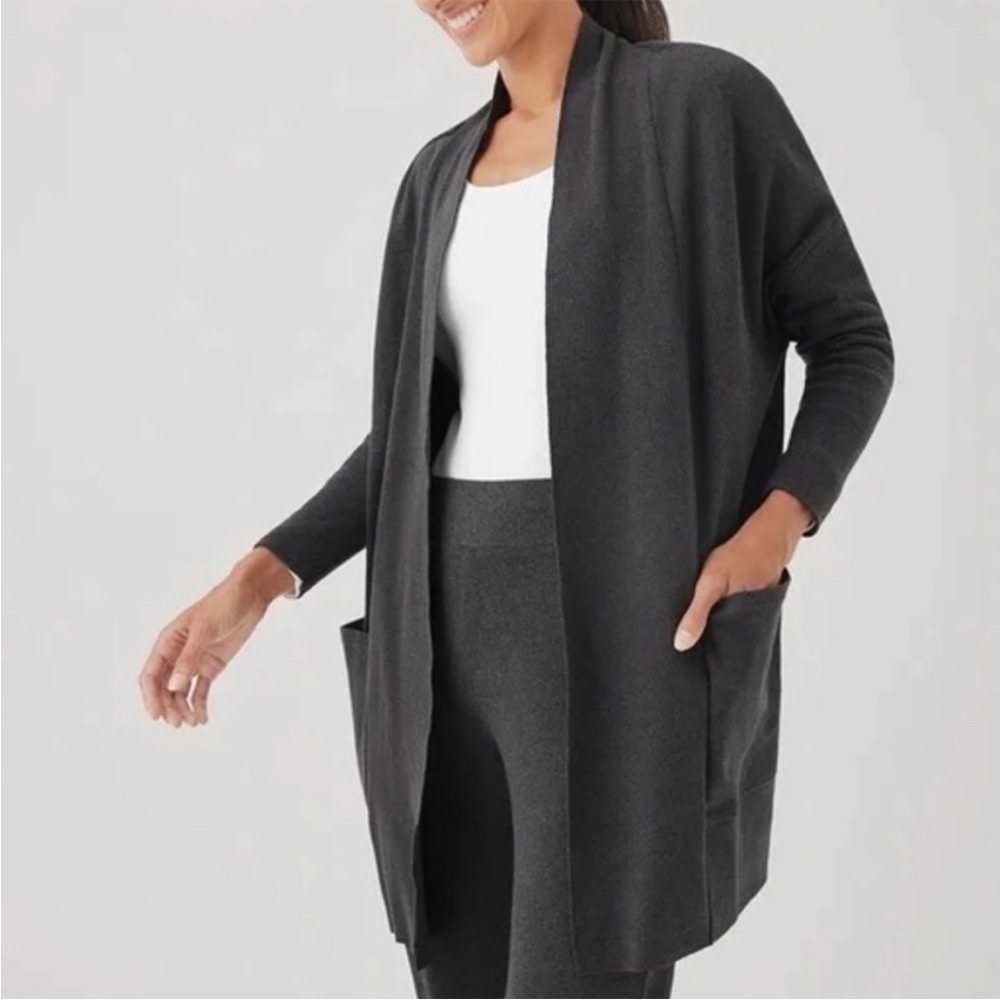 Charcoal Open-Front Women's Cardigan Sweater